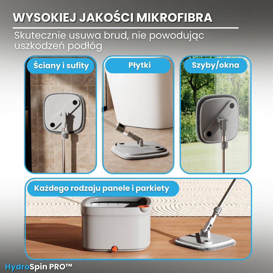 HydroSpin PRO™ - Samoczyszczący mop z separacją czystej i brudnej wody