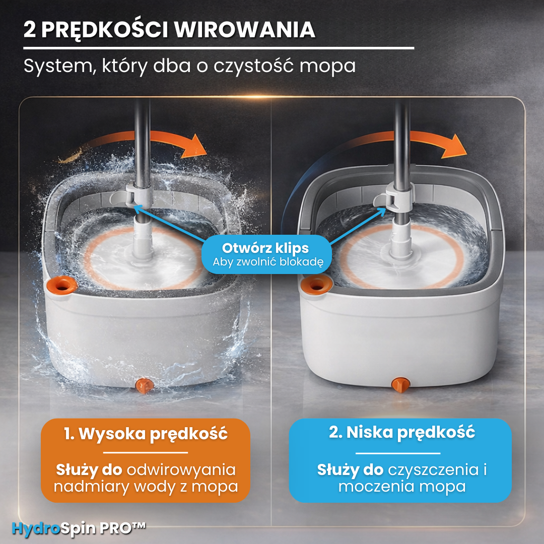 HydroSpin PRO™ - Samoczyszczący mop z separacją czystej i brudnej wody